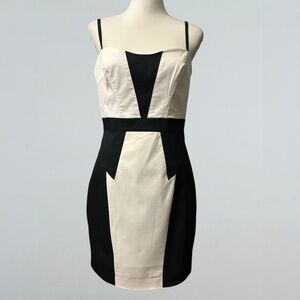 Bebe B&W Cotton Dress with Spaghetti Straps
